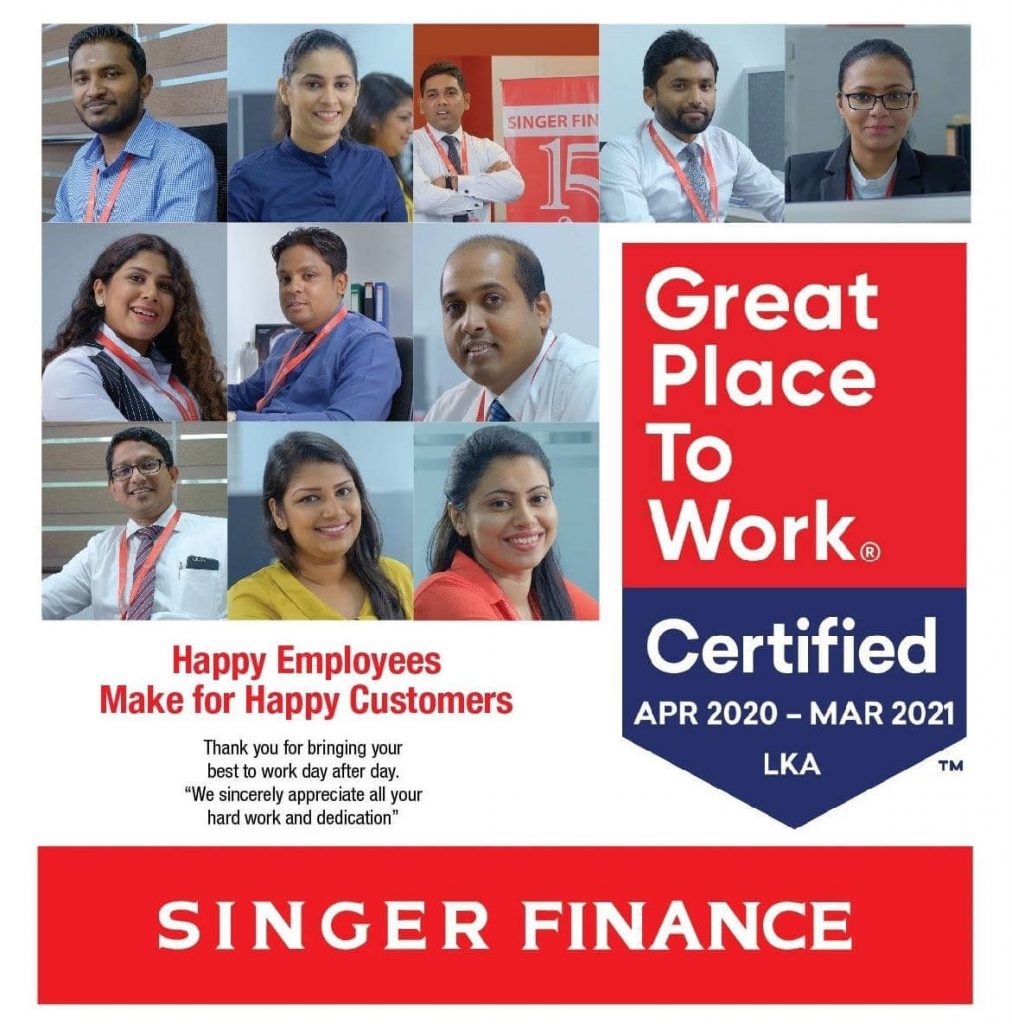 SINGER FINANCE (LANKA) PLC GREAT PLACE TO WORK