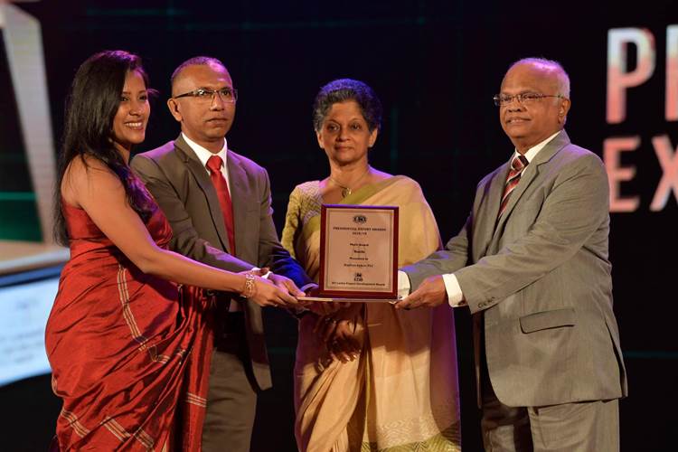 Merit award under the Textile category at the Presidential Export Awards Ceremony 2018/19, organized by the  Sri Lanka Export Development Board