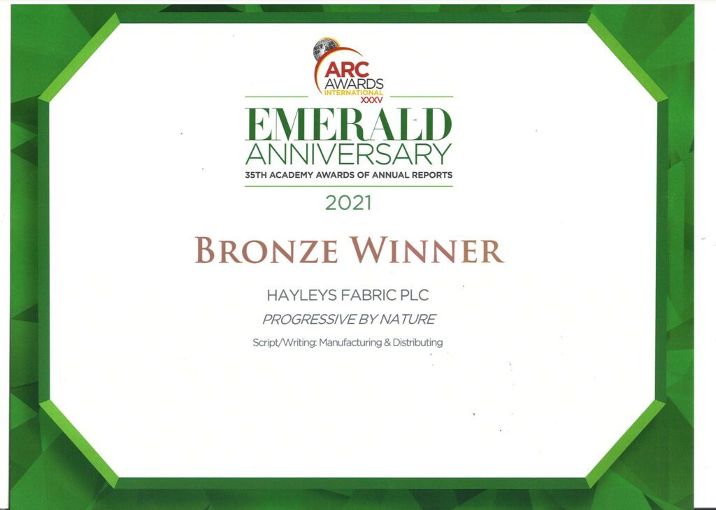 Hayleys Fabric wins Bronze at International ARC Awards
