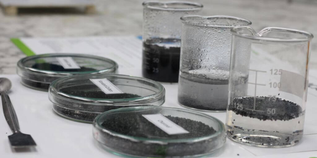 Activated carbon samples at Haycarb R&D lab