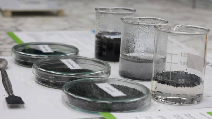 Activated carbon samples at Haycarb R&D lab