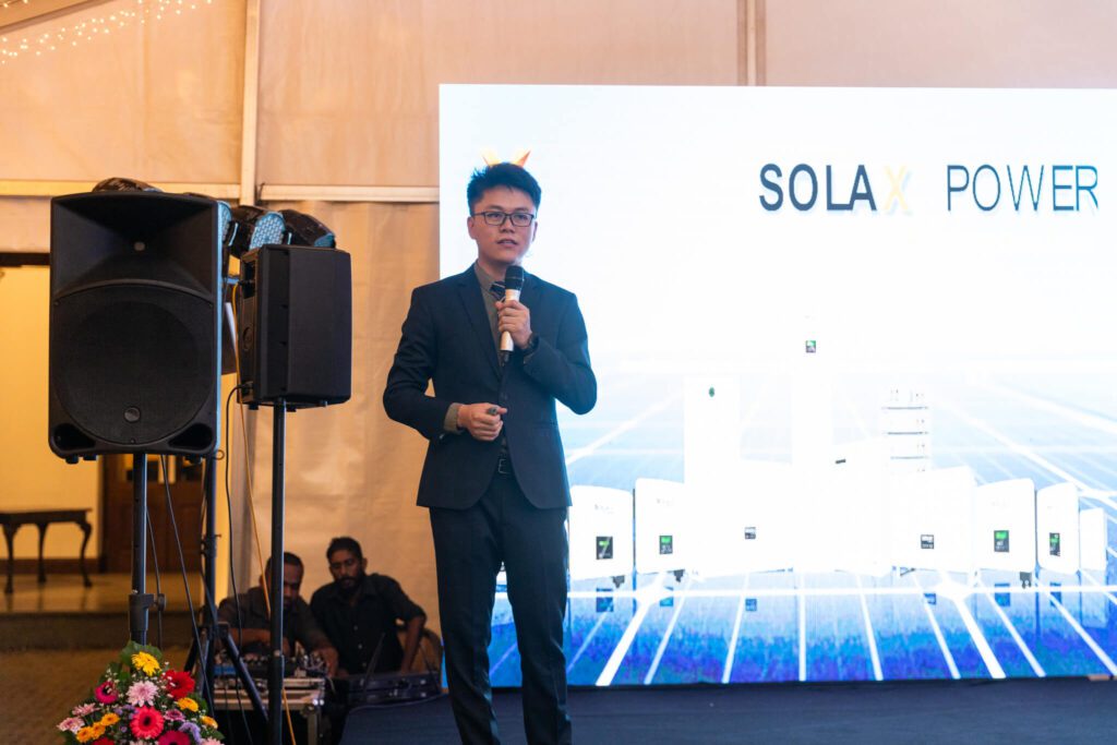 Mr. Cui introducing SolaX Power's cutting-edge products and solutions