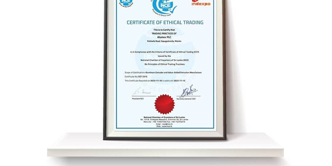 ‘Certificate of Ethical Trading’ – Alumex PLC ‘Certificate of Ethical Trading’ - Alumex PLC